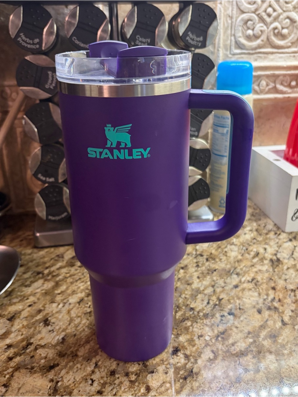 Stanley Deep Purple 40 oz Travel Mug with Handle and Clear Lid